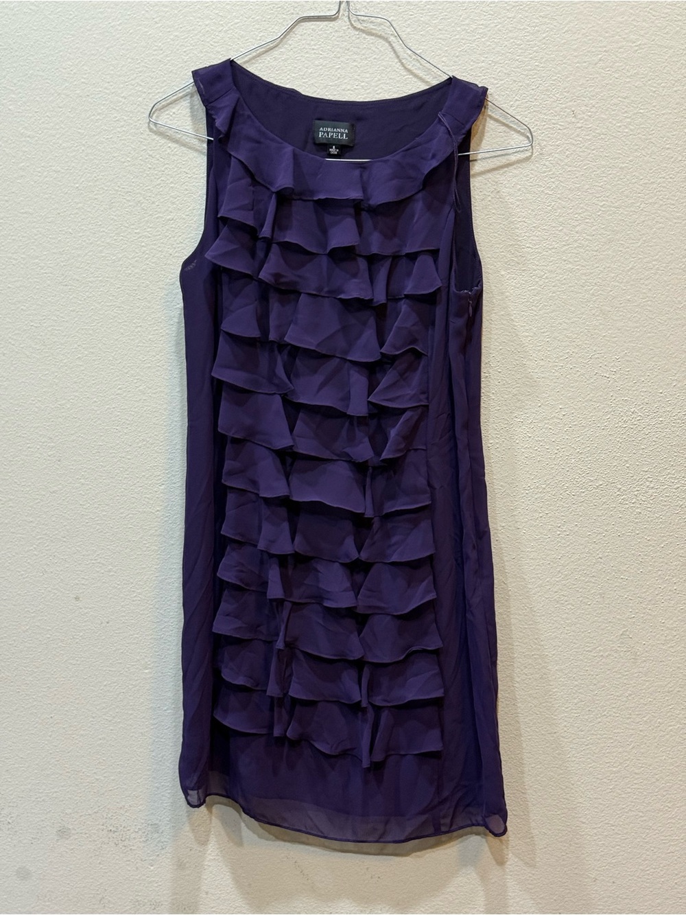 Adriana Papell purple tiered sheath dress